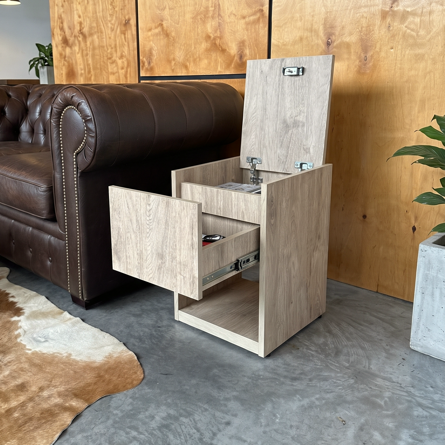 Table De Chevet Moderne Avec Rangement Caché Verrouillé B22