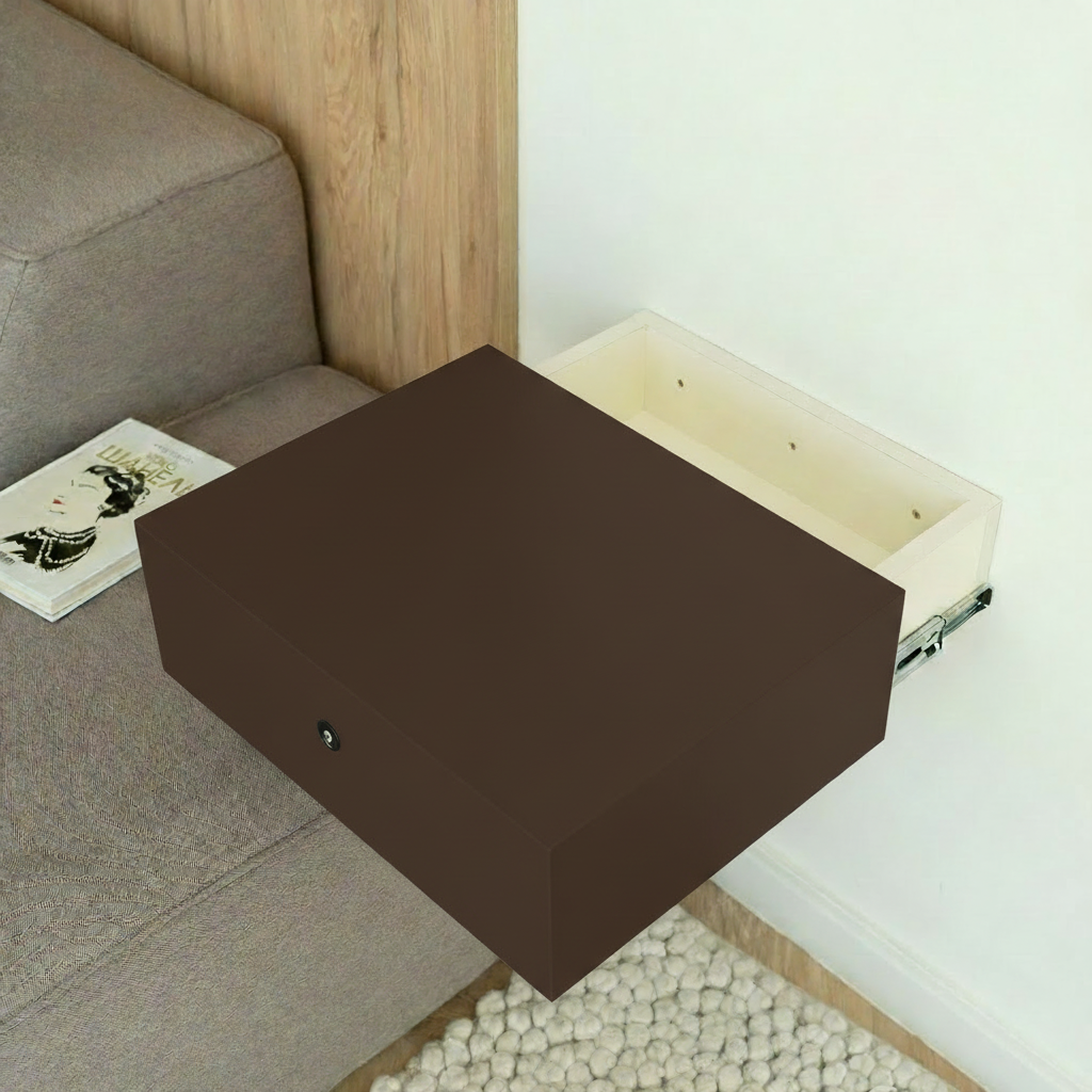 Comodino da parete con cassaforte nascosta A89