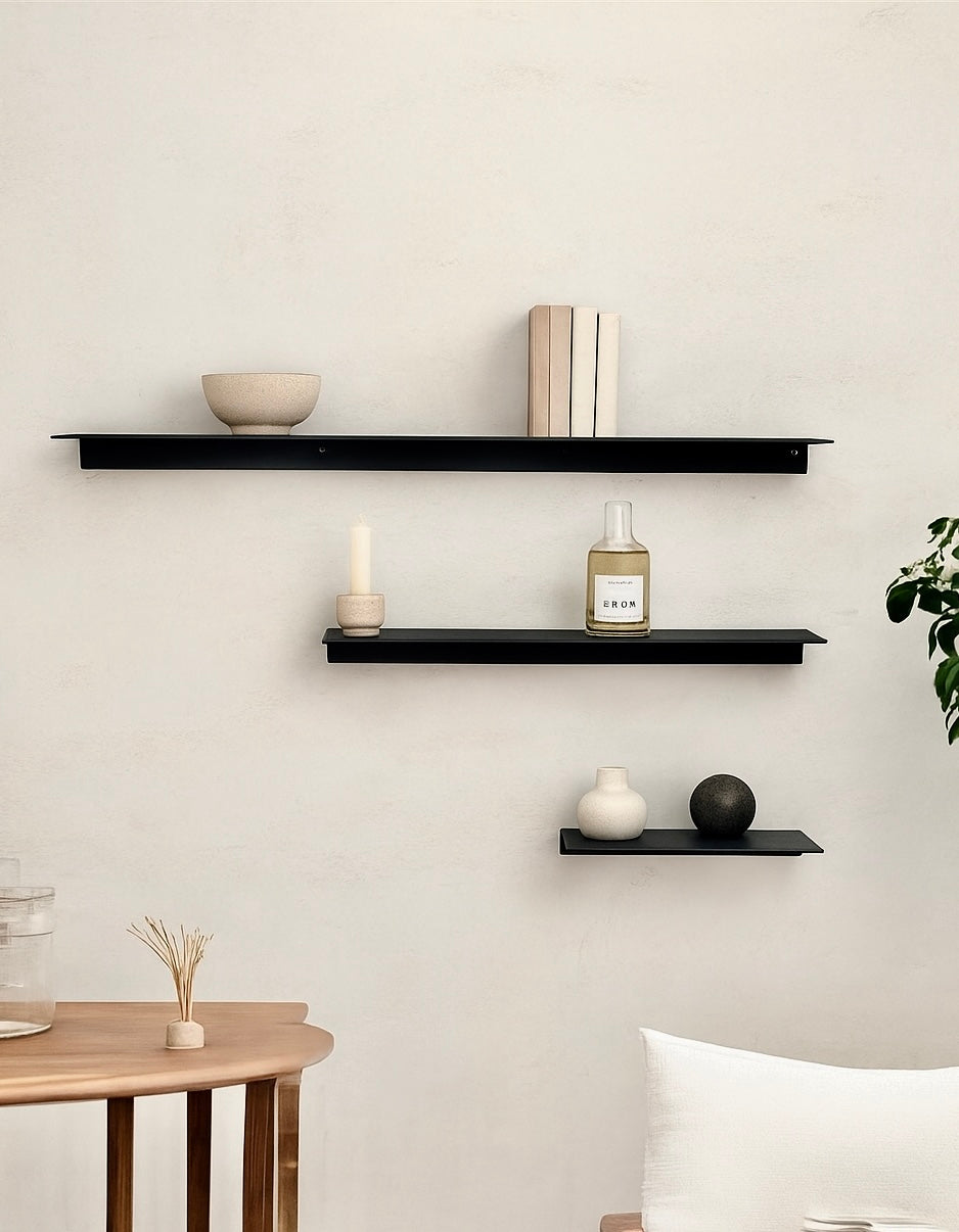Minimalist Floating Metal Wall Shelf – Powder-Coated Steel