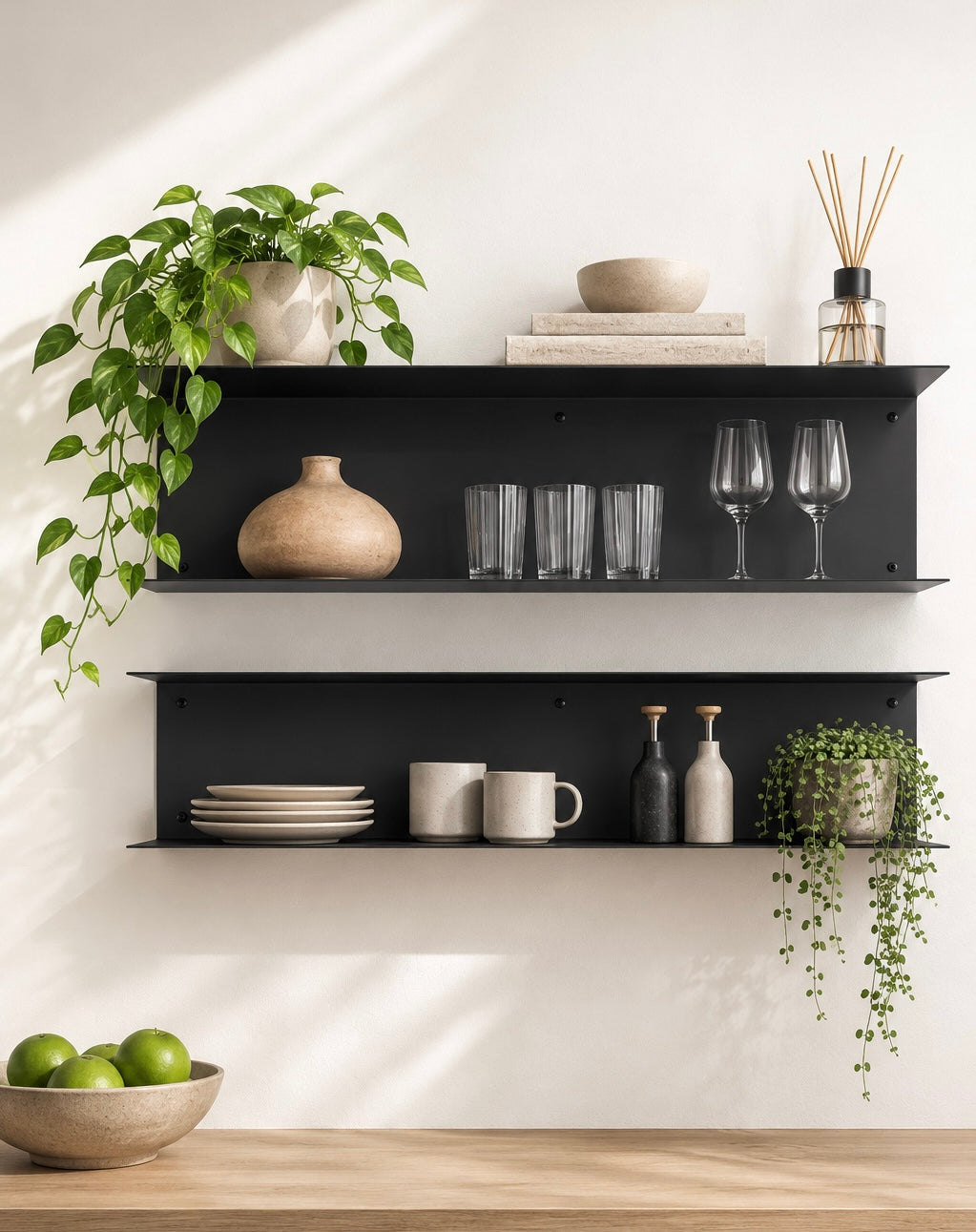 Minimalist Metal Wall Shelf – Two-Tier Steel Shelf M02