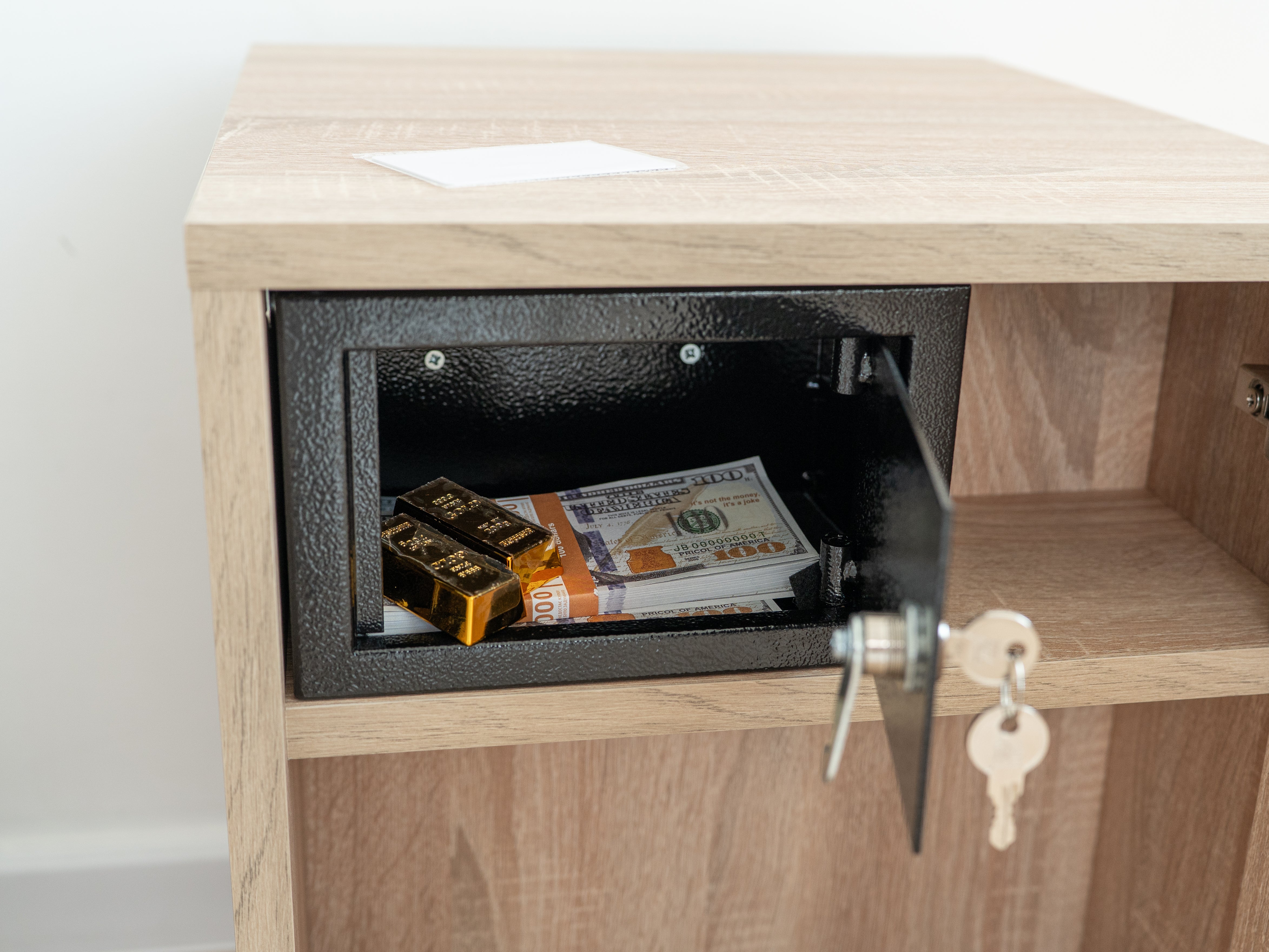 Moderner Nachttisch mit verstecktem Metalltresor und RFID-Schloss – B36