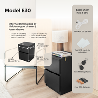 Bedside table with Two Hidden Drawers B30