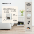 Schmaler Nachttisch mit zwei versteckten Fächern und RFID-Schloss – B38