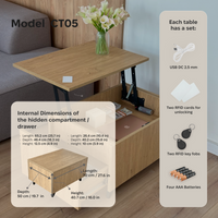 Couchtisch mit Hubplatte, verstecktem Fach & RFID-Schloss CT05