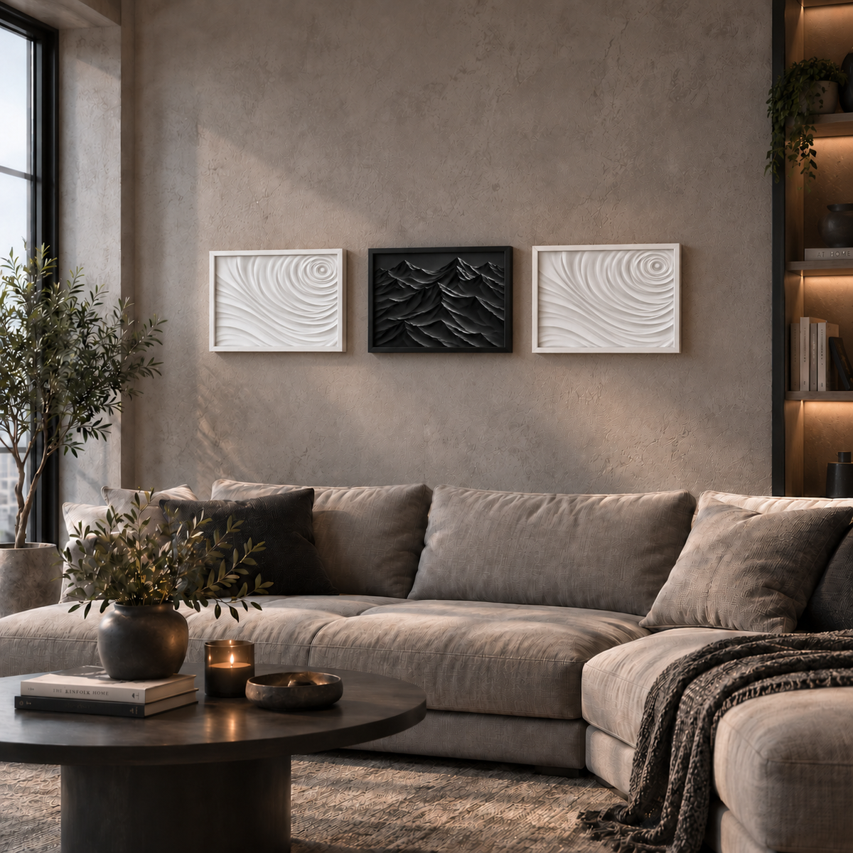 Decorazione da parete con rocce nere e scomparto RFID nascosto – D01