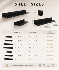 Minimalist Floating Metal Wall Shelf – Powder-Coated Steel