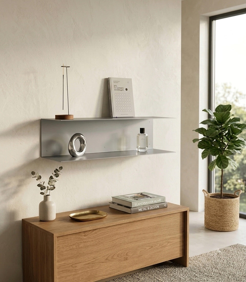 Minimalist Metal Wall Shelf – Two-Tier Steel Shelf M02