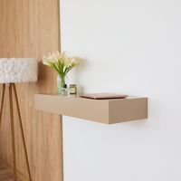 Beige A14 wall-mounted console table with hidden storage in a modern interior