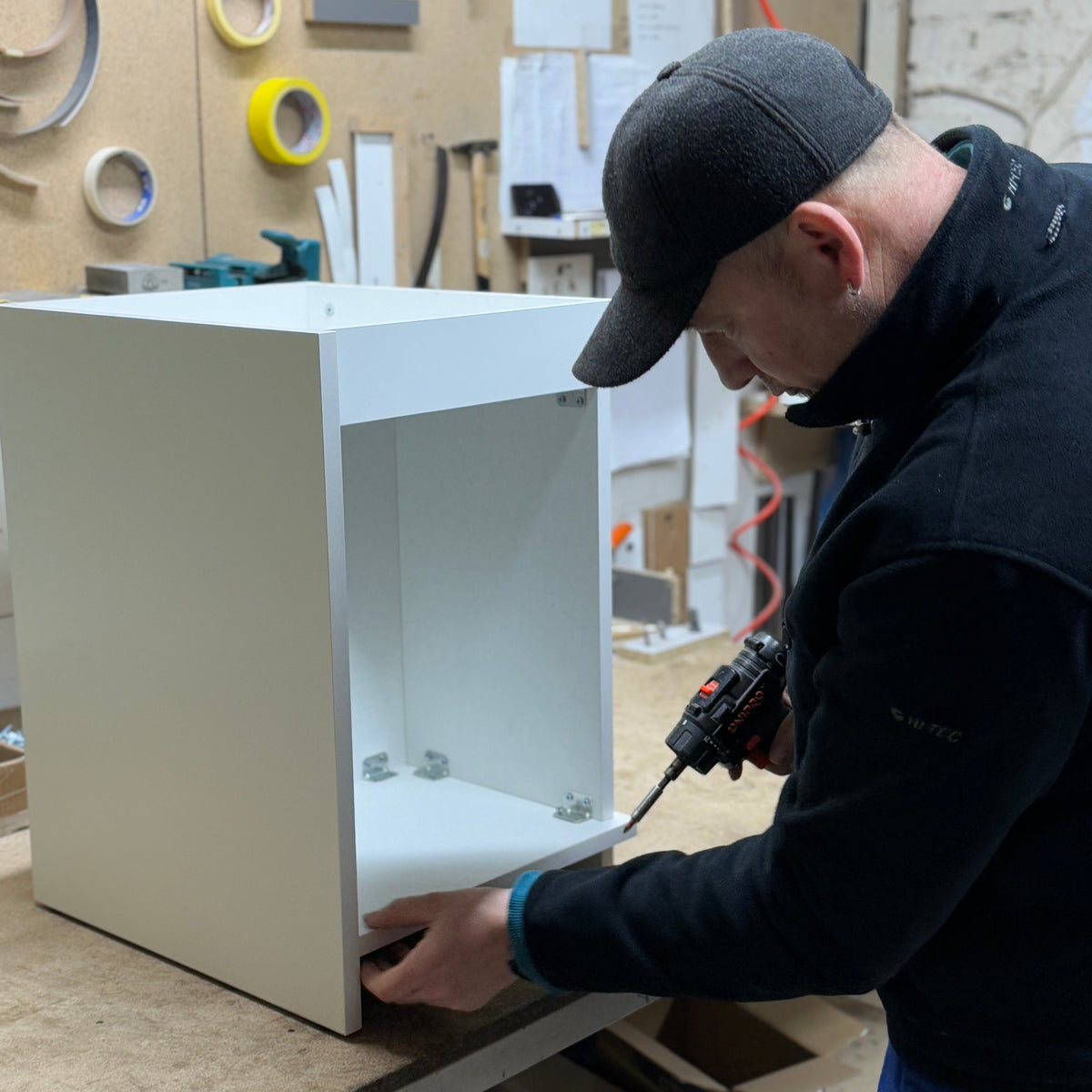 Hiddo furniture during finishing and precision assembly in the workshop