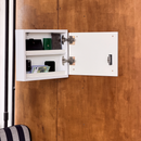 White D01 wall art opened to reveal hidden storage for cash, wallets and personal valuables.