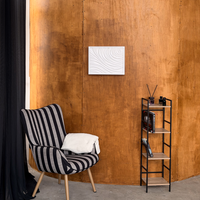 White D01 sculptural wall art with hidden storage displayed in a modern interior.