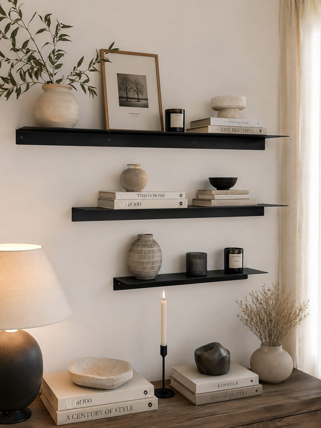 Minimalist Floating Metal Wall Shelf – Powder-Coated Steel
