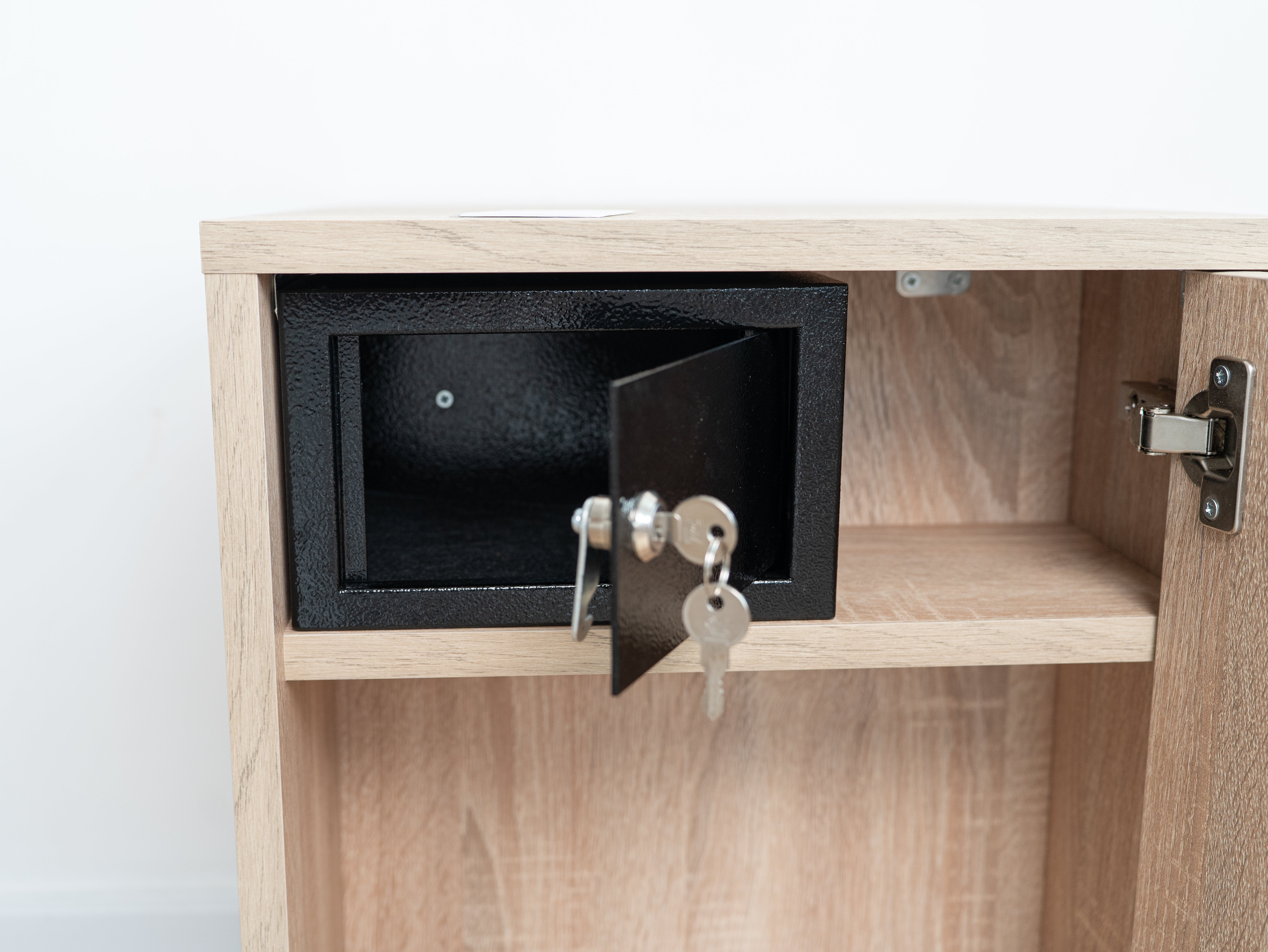 Comodino Moderno con Cassaforte Metallica Nascosta e Serratura RFID – B36