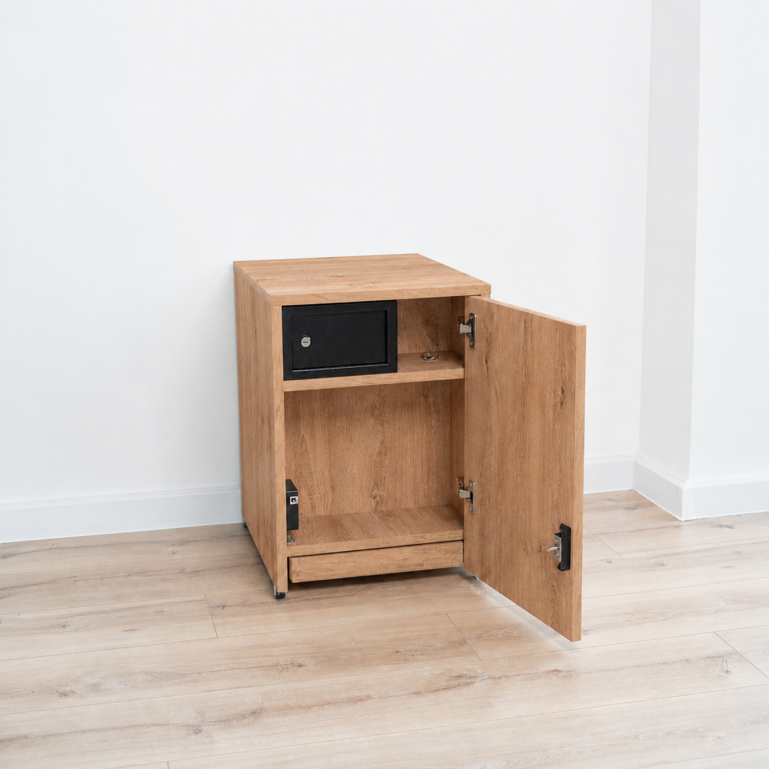Moderner Nachttisch mit verstecktem Metalltresor und RFID-Schloss – B36