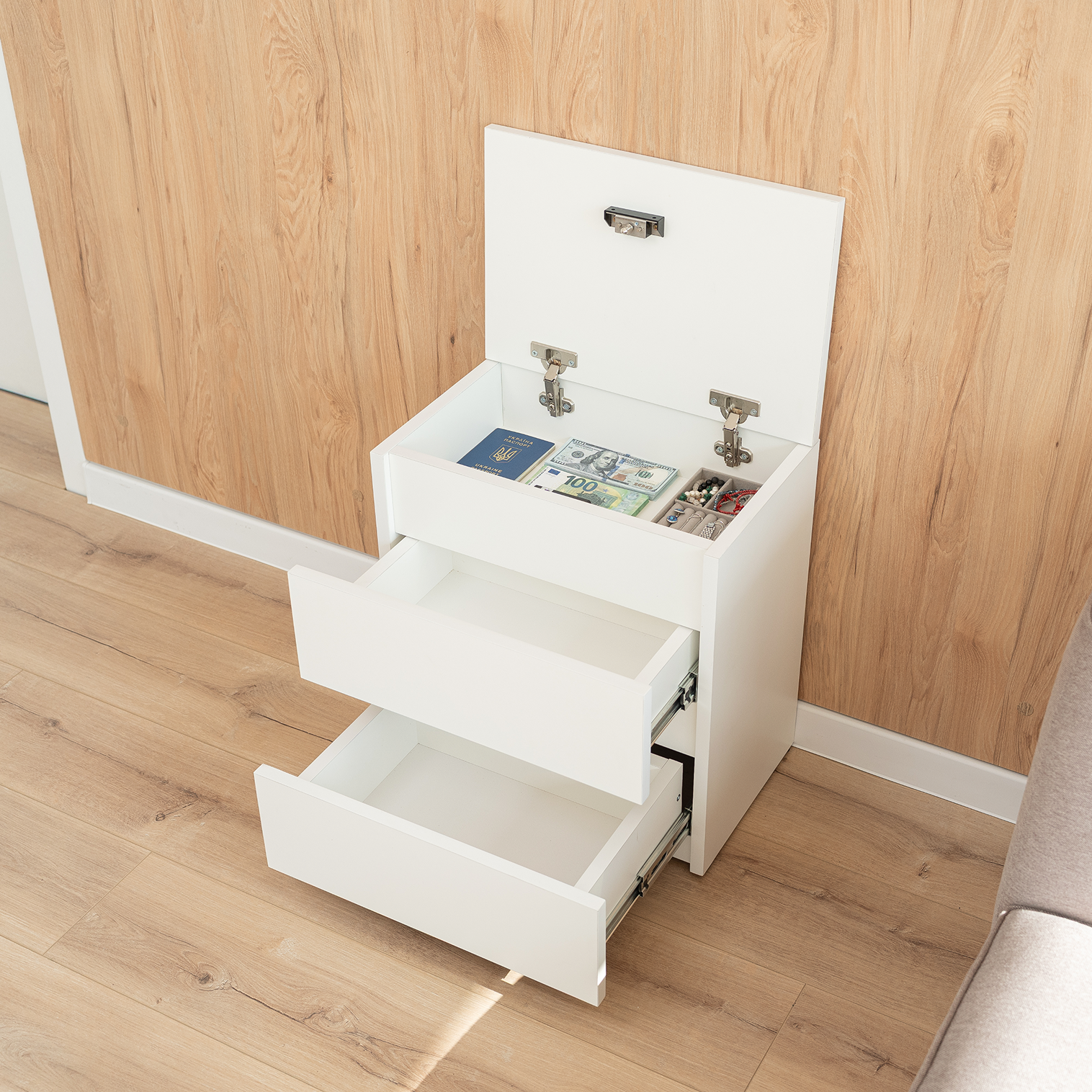 Bedside table with Locked Hidden Storage B24