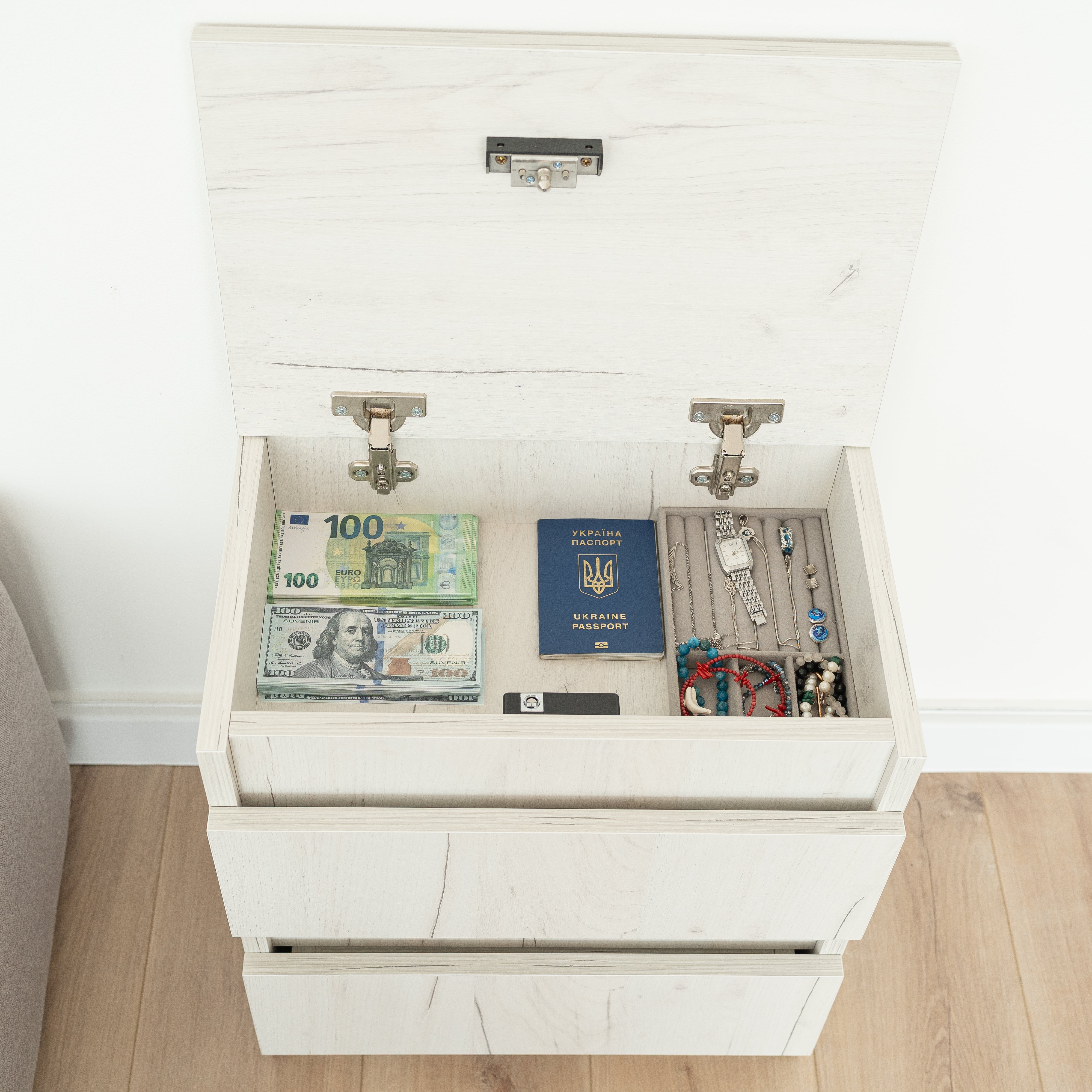 Bedside table with Locked Hidden Storage B24