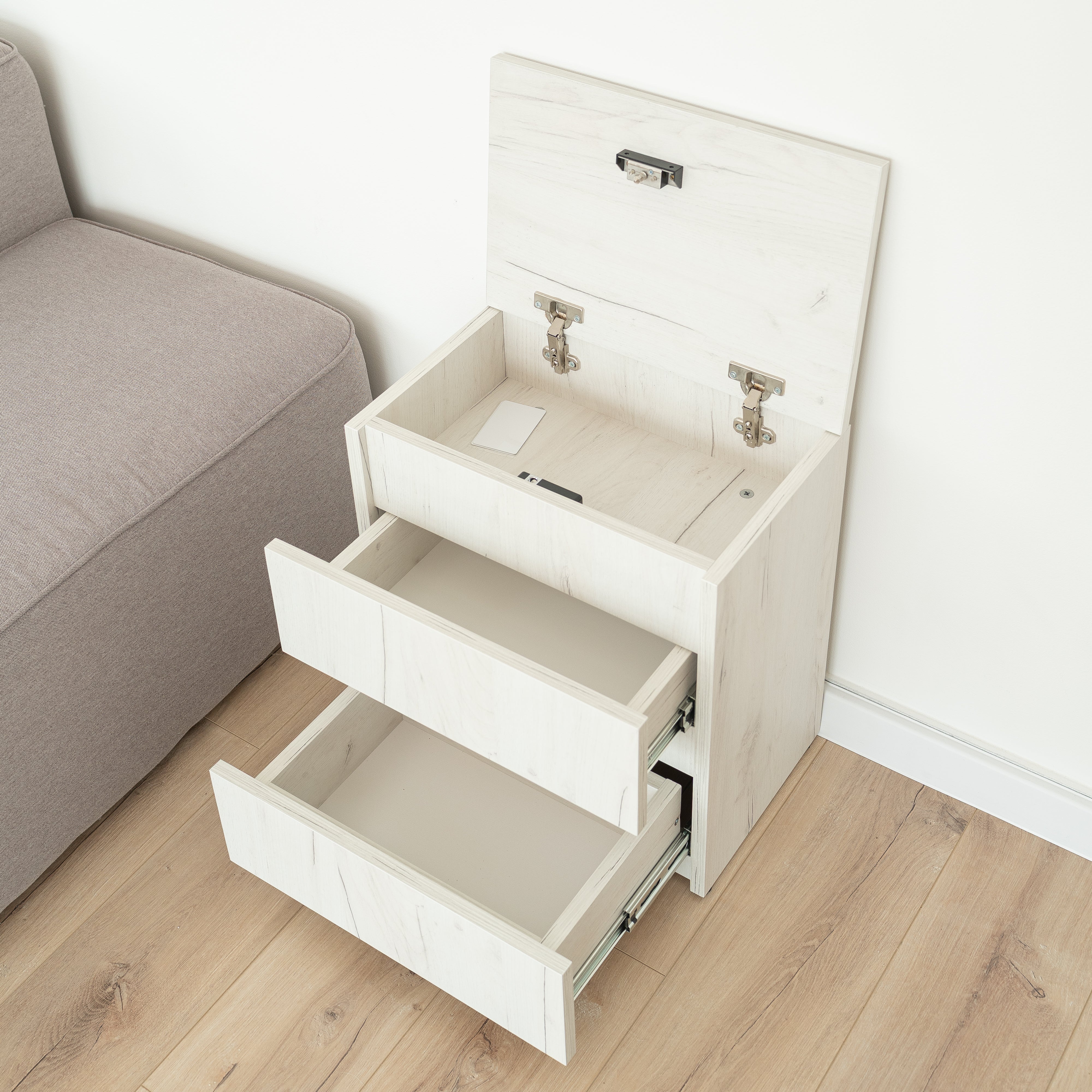 Bedside table with Locked Hidden Storage B24