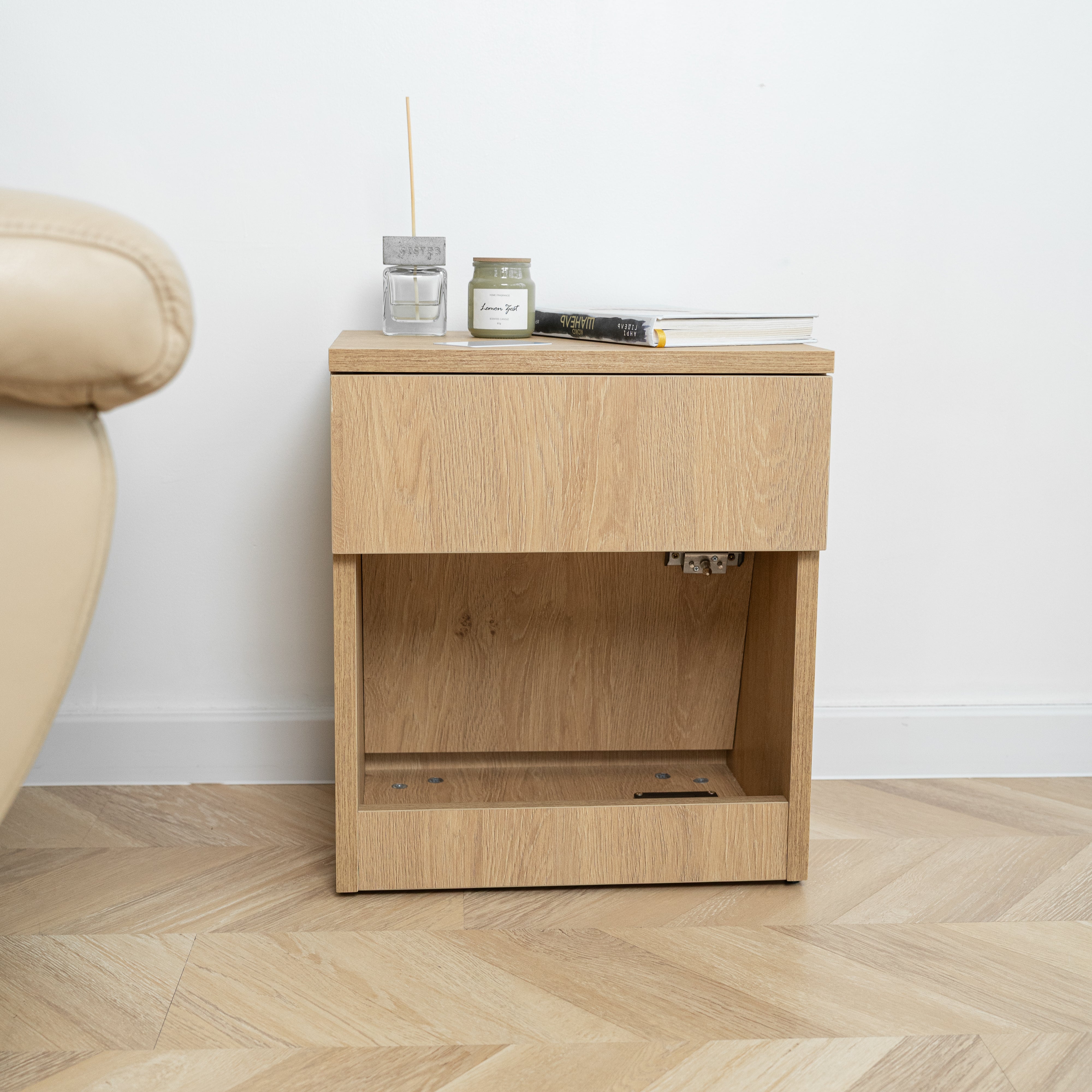 Modern Nightstand with Locked Hidden Storage B22