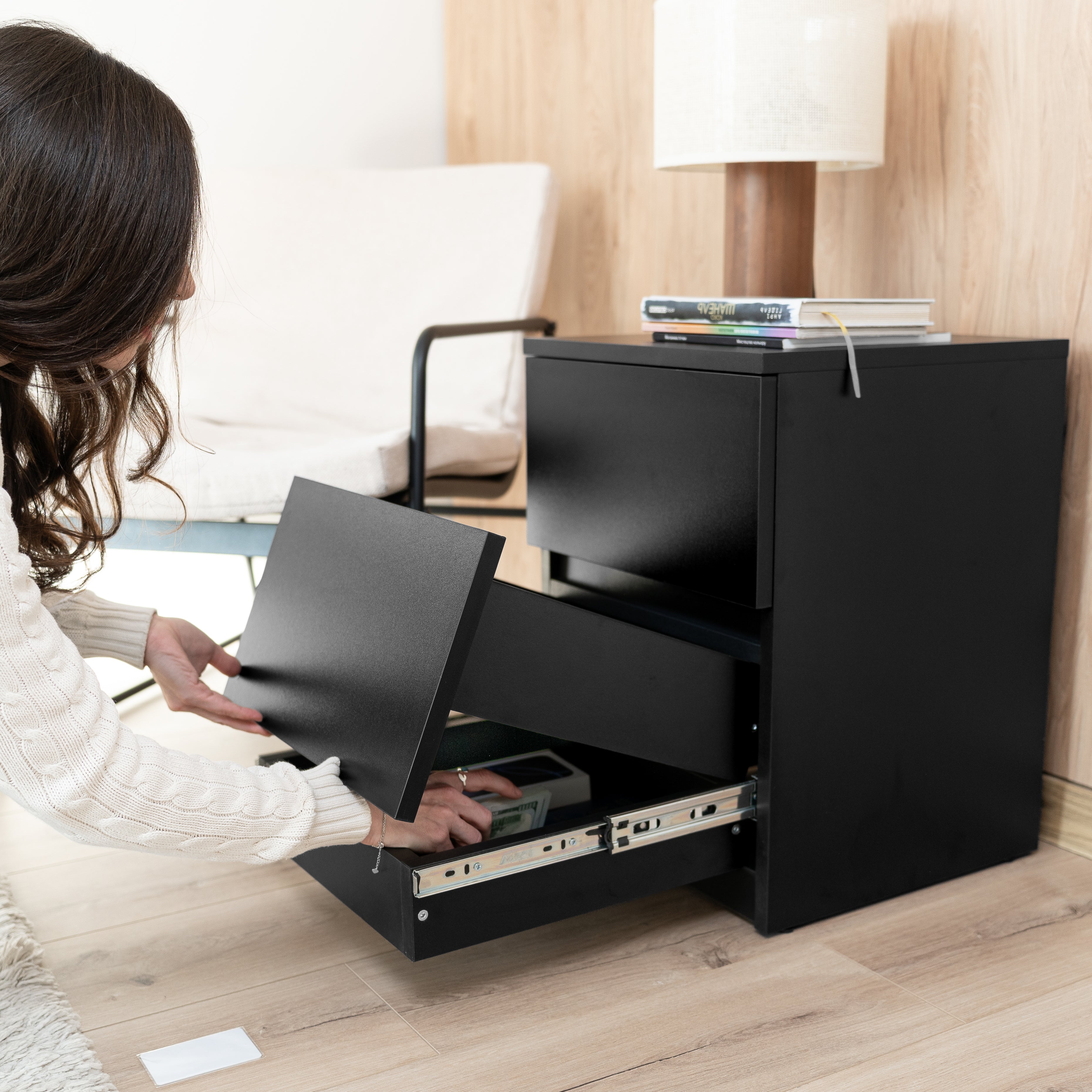 Bedside table with Two Hidden Drawers B30