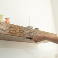 Wood Veneer Floating Shelf with Hidden Storage