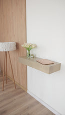 A14 floating wall table opening with RFID access card and concealed drawer mechanism
